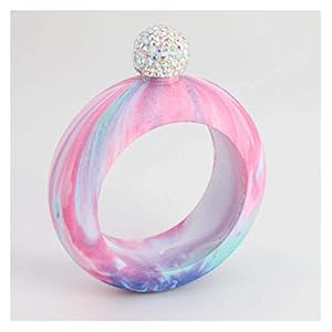 Roestvrij Staal Roze Kleurrijke Mannen En Vrouwen Armband Heupfles Draagbare 3.5 Oz Diamond Cap Ronde Wijnfles, Trechter, Verjaardagsfeestje Club Bar Gift