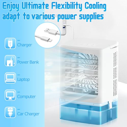 Portable Air Conditioners - Evaporative Air Cooler - Mini Personal Air Conditioner - 4-in-1 Small Ice Fan Air Cooler for Bedroom Camping Office