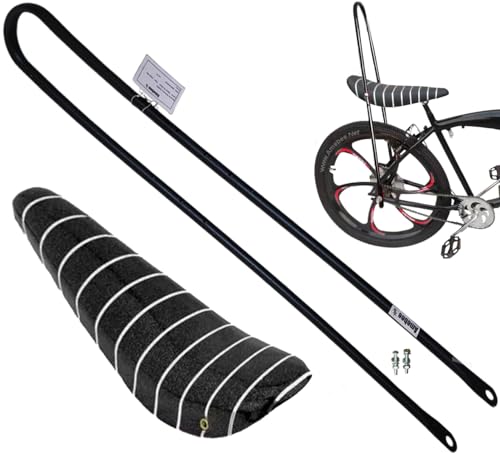 Bike Seat Long Saddle Sissy Bar High Back 38in Bicycle Seat Banana Seat Bicycle Saddle with Full U Bracket Stand Equipped Bike Kit Back Support Bicycle Fitting Replacement (Saddle Set Long U Bar)