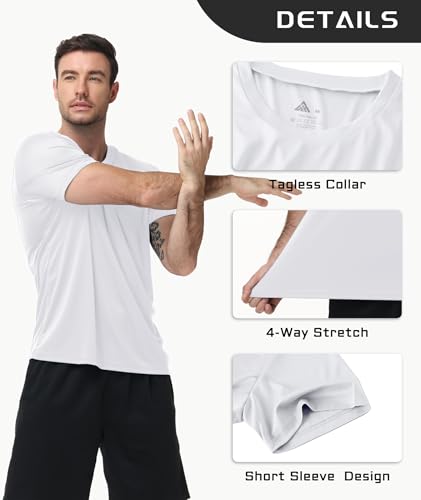 Image of 3 Pack Mens Swim Shirt Workout Shirts UPF 50+ Short Sleeve Rash Guard Fast Dry Sun Protection Lightweight Water Shirt