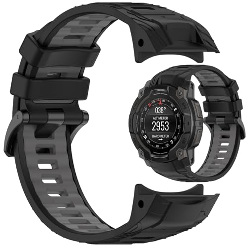 AWADUO Garmin Instinct 3 45mm�����p�o���h 22mm �V���R�����X�g�X�g���b�v�u���X���b�g �\�t�g�ŏ�v �N�C�b�N�����[�X�X�}�[�g�E�H�b�`�A�N�Z�T���[(�u���b�N+�O���[)