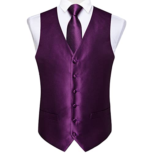 Image of DiBanGu Mens Vest and Tie Set Formal Paisley Waistcoat and Necktie Pocket Square Cufflinks Silk Suit Vest for Tuxedo Wedding
