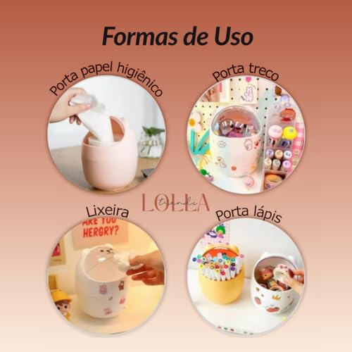 Mini Lixeira Mesa Multiuso Quarto Maquiagem Porta Treco Top Escritório Papelaria Fofa