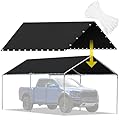 10x20 Ft Carport Canopy Replacement Cover for Canopy Tent Car Tent Garage Shelter Top Tarp Black Portable Carport with 120lbs Tensile Strength Ties (Only Top Cover, Frame is not Included)