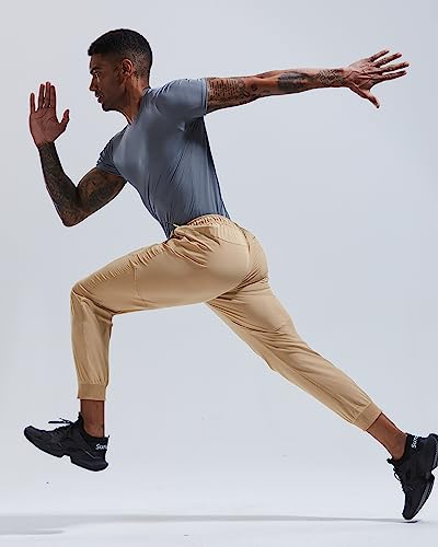 Rapoo Khaki Pants Mens Jogger Pants Sweatpants Athletic Workout Casual Lounge Relaxed Fit Elastic Waist Summer Lightweight Polyester Pants For Men Jogging With Pockets Khaki Xl #TOP3