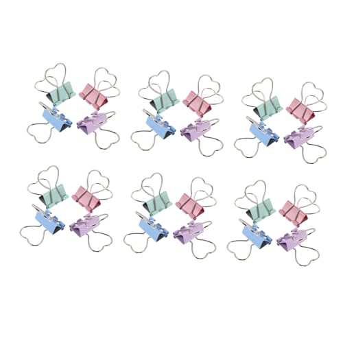 FOYTOKI 24個愛心長尾クリップ 属製ペーパーホルダー 書類整理用事務用品