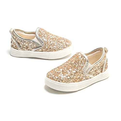 Sparkly Sneakers for Girls 3-12 Years Slip-On Comfort Fit Casual Princess Shoes