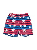RUGGEDBUTTS Boys UPF50+ Sun Protection Striped Color Block Swim Trunks - All-American Stripe, 6-12m