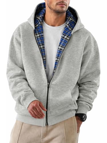 ORANDESIGNE Y2K Hoodie Herren Wendejacke Vintage Jacke mit Reißverschluss Vintage Grunge Kapuzenpullover Streetwear B Blau M