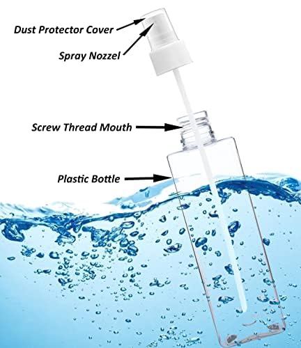 Naturegoon Square Refillable Transparent Plastic Spray Bottle(Pack of 3)|Fine Mist Spray Bottle| 200ml| Ideal for storing Perfumes, Sanitizers, Cleaning Liquid and use for a room spray | (Pack of 3) 3