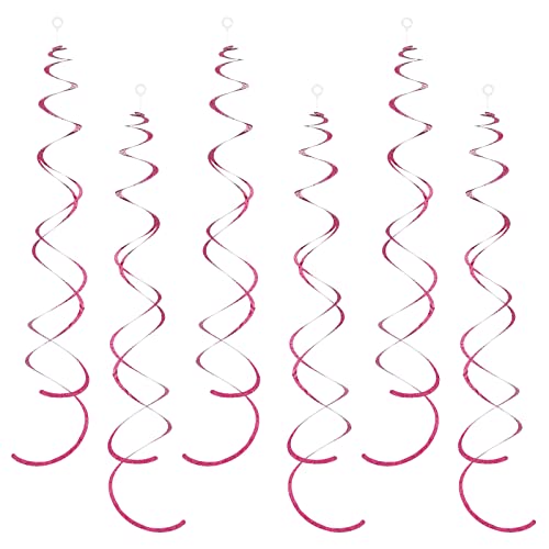 Image of PIGETALE 30 Pieces Iridescent Hot Pink Hanging Swirl Decorations Plastic Streamers Foil Swirls Ceiling Decorations Wedding Holiday Celebration Bachelorette Baby Shower Birthday Party Decorations