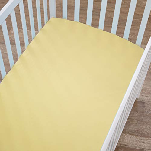 Image of TL Care Supreme 100% Natural Cotton Fitted Crib Sheet 52 inch x 28 inch, Enhanced Thickness for Soft, Breathable & Hypoallergenic Jersey Comfort, Maize, Neutral for Boys & Girls