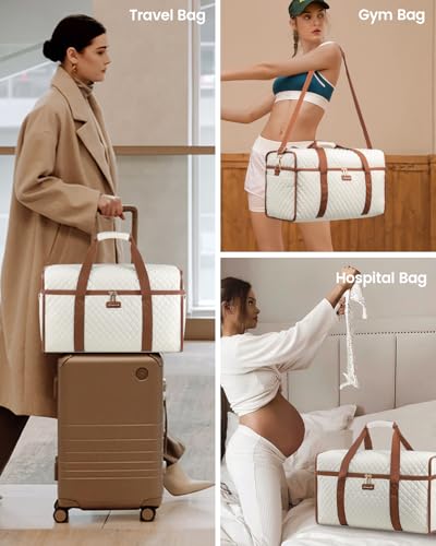 Foto de LOVEVOOK Bolsa de viaje para mujer, bolsas de viaje para mujer, bolsas de lona de mano para aviones, bolsa de noche con bolsa de artículos de tocador, bolsa de hospital para trabajo de parto y parto (imagen 6)