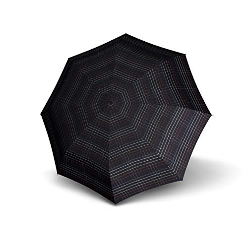 Knirps Taschenschirm S.570 Large Automatic Black – Automatik – Sturmfest – Rundhakengriff – Check Black