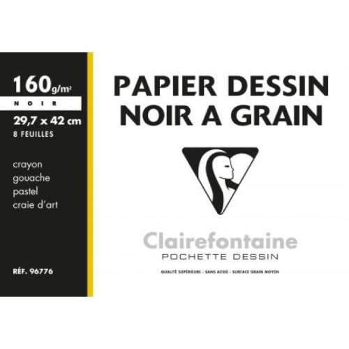 Lot de 10 Pochette de 8 feuilles de papier Etival Color, 160 g/m², A3, coloris noir