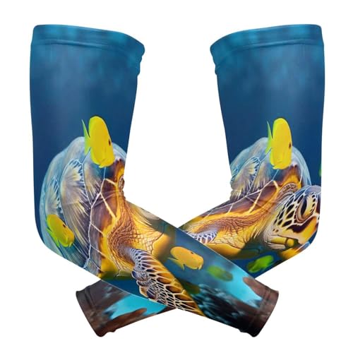 YEGAME Arm Sleeves for Men & Women, Sea Turtle 1 Pair Cooling UV Sun Protection Sports Compression Sleeves, UPF 50+ Basketball Tennis Cycling Arm Warmers, Breathable Tattoo Cover Sleeve