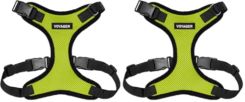 Image of Voyager Step-in Lock Pet Harness - All Weather Mesh, Adjustable Step in Harness for Cats and Dogs by Best Pet Supplies - Lime Green /Black Trim, XL (Pack of 2)