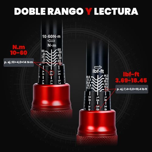 Miniatura 3 de Hychika Llave Dinamométrica, 3 8 De Pulgada 10-60nm, Precisión 2 , 72 Dientes, Dinamometrica Con Adaptador De 3 8 A 1 4, Junta Universal, Barra De Extensión De 75mm Para Coche, Moto, Bicicleta