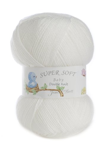 James Brett 100% Acrylic Baby Double Knitting Yarn Supersoft DK Knit Wool 5 x 100g (White - BB4)