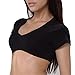 OUGES Summer Sexy Crop Tops, for Womens,Stretchy Cotton(Black,L)