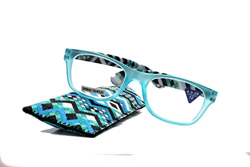 Monet, Premium Reading Glasses High End Reader Glass +1 +1.25 +1.50 +1.75 +2.00 to +3 Magnifying Glasses, Light Blue, Square. Optical Frames