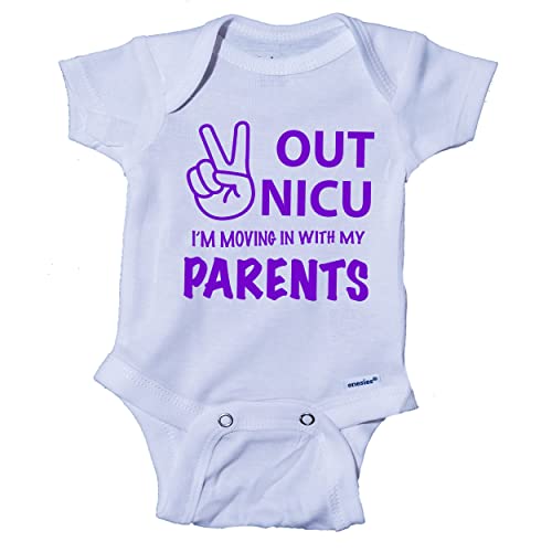 Image of Ink Trendz Peace Out NICU I'm Going Home With My Parents NICU Baby Onesie NICU Graduate