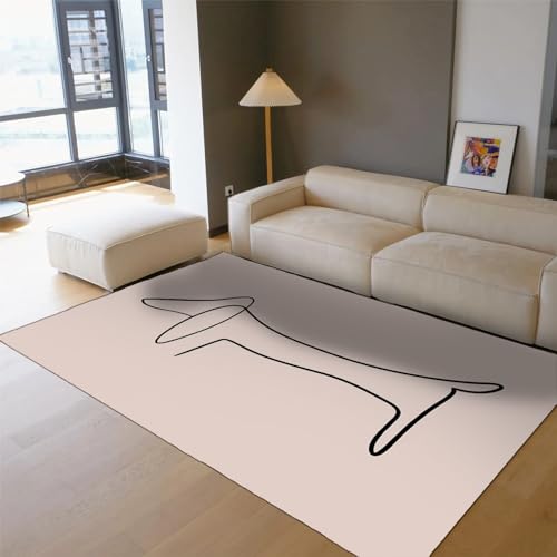 Tapis de sol abstrait style Picasso 120x240cm avec support caoutchouc