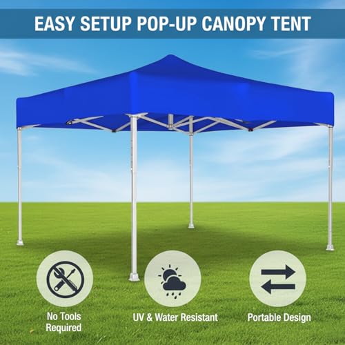 Image of OUTO Heavy Duty Gazebo Tent 6.5 ft | 16.8 Kg Strong Frame | UV Protection Foldable Pop-Up Canopy Tent with 4 Side Open | Outdoor Folding Tent for Garden, Terrace, Events & Promotional Use (Blue)