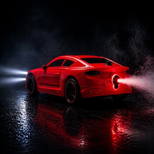 Image of The Flyers Bay Famous Millionaire Remote Control Car for Kids 4+ with Music, 3D Lights, Water Spray, Rechargeable Battery, 7 Function RC Toy Car with Type-C Charging (Red)