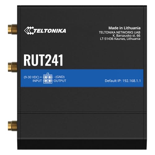 Image of Teltonika RUT241 RUT241098000 Industrial 4G LTE Router (Cat 4) with WiFi, Dual Ethernet Ports, SIM Slot, RMS Remote Management - North America Version, AT&T & Verizon Certified