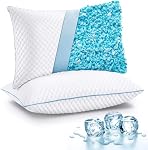 Oreillers en mousse à mémoire déchiquetée VVZ taille reine 2 pièces, oreillers de lit ajustables pour dormeurs sur le côté, le dos et le ventre, oreiller en gel de luxe pour dormeurs chauds avec housse respirante et lavable