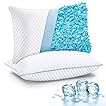 VVZ Cooling Shredded Memory Foam Pillows Queen Size 2 Pack, Adjustable Firm Bed Pillows for Side Back Stomach Sleepers, Luxury Gel Pillow for Hot Sleepers with Breathable Washable Cover
