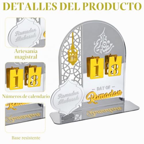 Miniatura 3 de Calendario Ramadan,Calendario Adviento Ramadán,Ramadan Decoracion Clendario Acrílico Diy Plata