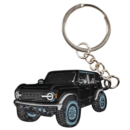 Image of LAINLOY Bronco Car Keychain, Car Fob Cover Cool Mods Accessories, 4-Door Auto Key Fob Holder Compatible with Bronco 2021 2022 2023 (Black)