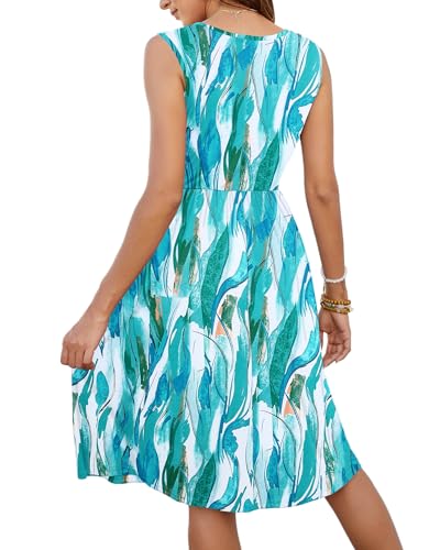 Image of MOLERANI Women Summer Dresses Sleeveless Casual Loose Swing Button Down Midi Dress with Pockets