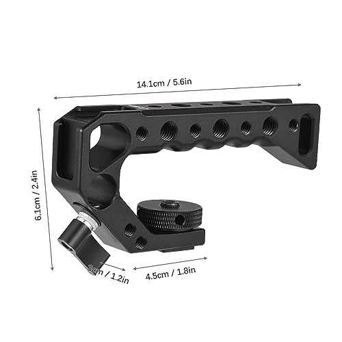 Image of Andoer Universal Top Handel Camera Top Handgrip with 4 Cold Shoe Mounts ARRI Positiong Hole 1 /4in and 3 /8in Threaded Holes Compatible with Camera Cage Sports Camera for Vlogging Live Streaming
