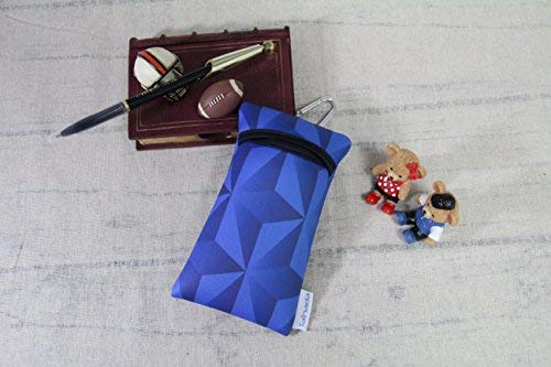 Image of Neoprene Neck Cell Phone Sleeve Bag Pouch w / Clip (Geometric Royal Blue)