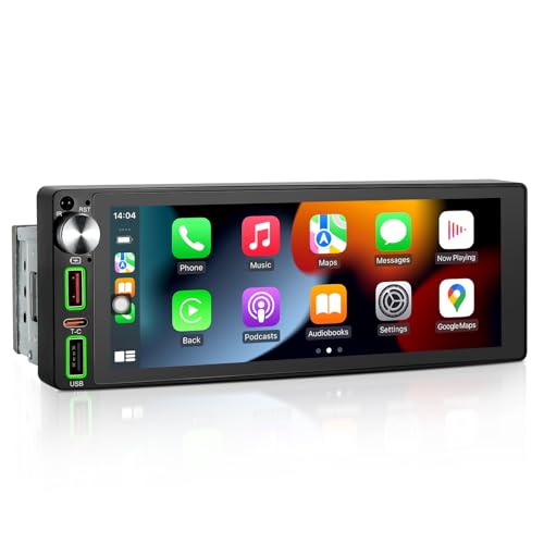 6.9 Inch Single Din Touchscreen Radio with Wireless Apple CarPlay & Android Auto, Single Din Car Stereo with Bluetooth FM/AM/RDS Radio WiFi Car Play Touch Screen, with AHD Backup Camera