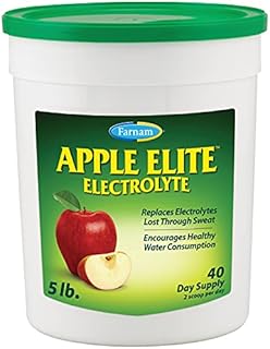 Farnam Apple Elite Horse Electrolyte Powder, Replaces minerals lost in sweat during exercise, extreme weather & stressful conditions, 5 lb., 40 day supply