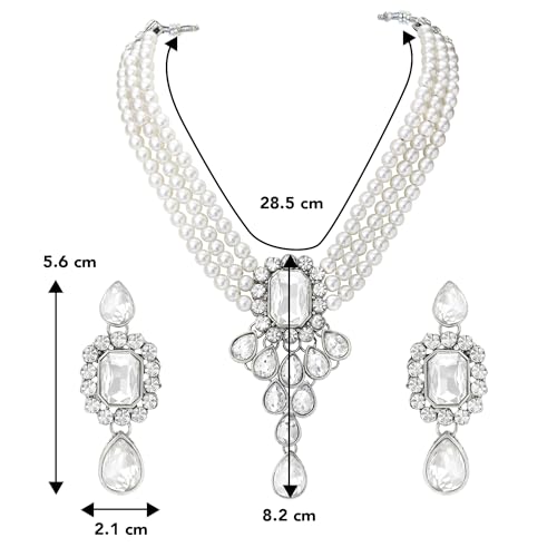 Image of Peora Crystal Faux Pearl Jewellery Gift Set for Women
