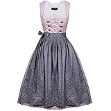 Das Midi Dirndl von Berwin und Wolff hat eine Länge von 70 cm. Das elegante Dirndl wird mit zwei verschieden farbigen Satinbändern ausgeliefert.