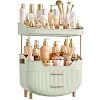 4 Tier Makeup Organizer – Bathroom Organizers and Storage, Cosmetic Display Cases with Handle, Skincare Organizers for Bathroom Countertop, Bedroom, Vanity, Desk, Lipstick, Perfume, Green