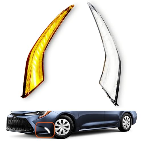 Aspaton Three Color Fog Lights Compatible with Corolla L/LE/XLE 2020 2021 2022 Bumper Pair DRL Daytime Lamp W/Wiring Harness Left and Right