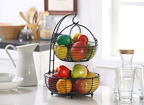 Sunnypoint Black Multifunction 2-Tier Basket With Banana Hook #TOP2