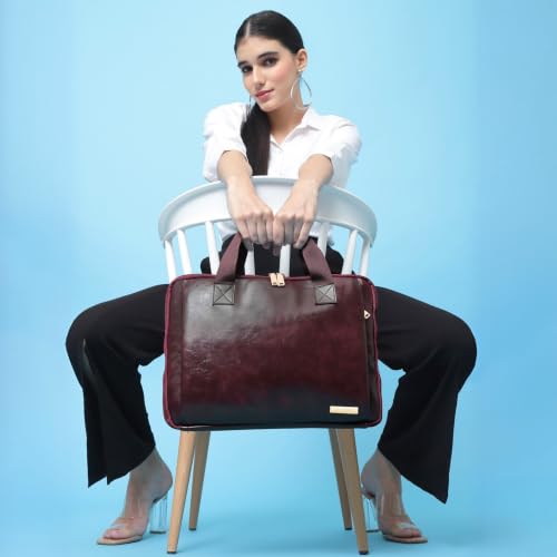 Image of VISMIINTREND Stylish Leather Laptop Bags for Men & Women | Office, Messenger, Shoulder, Handbag | Fits 13 inch,14 inch, 15.6 Inch Laptops, Macbook | Corporate Gifts for Men, Clients, Employees