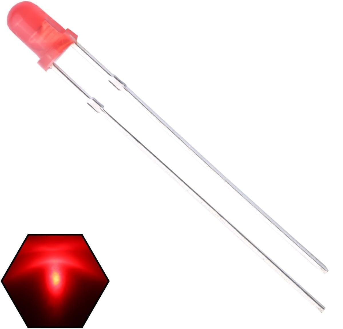 50Pcs 3mm Red Lights LED Diodes (Red Lens), Red LED Diodes, Bulb Lamps Light Emitting Diode, Small LED Lamps