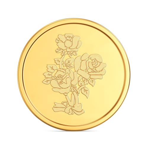 Image of Joyalukkas 22K (916) Purity Gold Coin | Yellow Color | Round Shape | Flower Design.