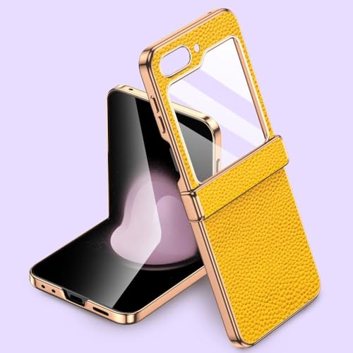 Coque jaune Galaxy Z Flip5 pour blogueurs et photographes urbains au style dynamique