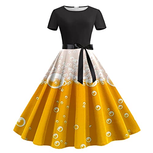 Vestido Oktoberfest Mujer cómodo de cuello redondo que estiliza la figura