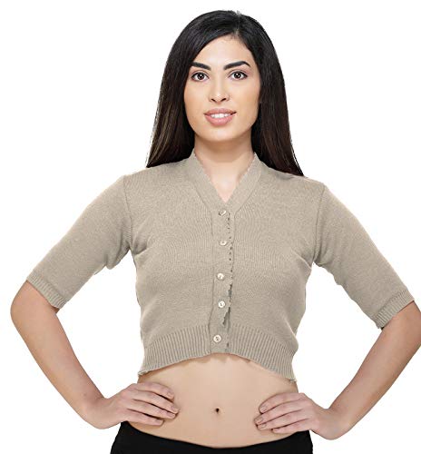 Image of Women Winter Wear V-Neck Half Sleeves Regular Fit Woollen Blouse